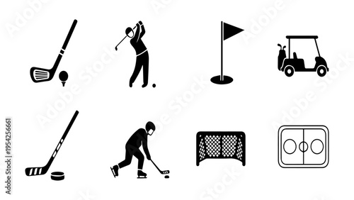 collection of sports and leisure activities flat design vector illustration and white background