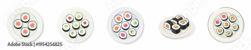 Vector Illustration of Delicious Japanese Sushi on a Plate