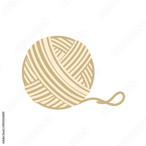 Illustration of a beige ball of yarn with a loose end.