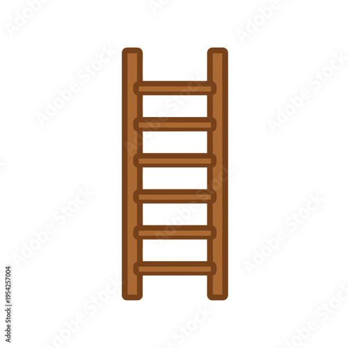 Cartoon-style wooden ladder with five rungs and two side supports.
