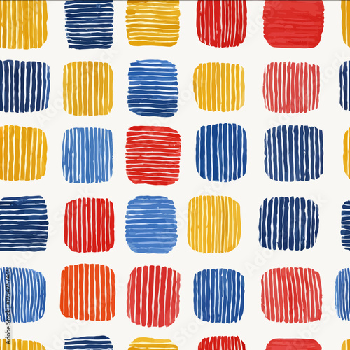 isolated clipart image of watercolor geometric decorative stripes red blue yellow handpainted repetitive pattern linocut vector icon monochrome s
