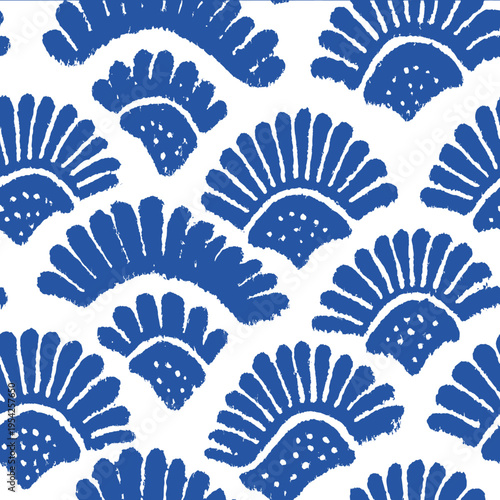 isolated clipart image of watercolor geometric blue handpainted tranquil serene breezy repetitive pattern in rows linocut vector icon monochrome