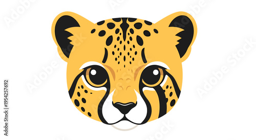 Illustration showcasing the unique face of a cheetah in a simplified modern style