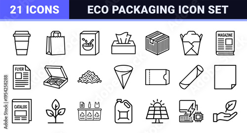 Ultra-minimalist Monoline Paper Recycling and Sustainable Packaging Symbols Featuring Geometric Line Art for Commercial Branding and Eco Systems