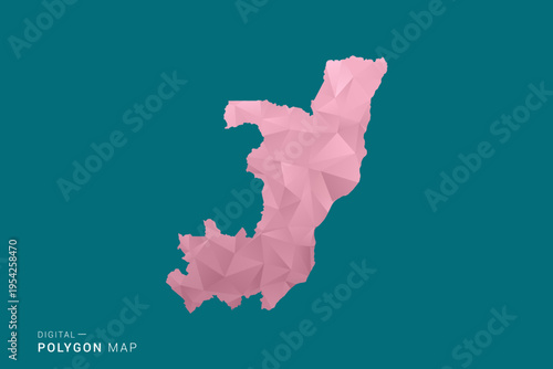 Congo polygon map vector illustration in low poly geometric style, soft pastel colors with pink and teal green tones, clean silhouette on solid background, ideal for infographic.