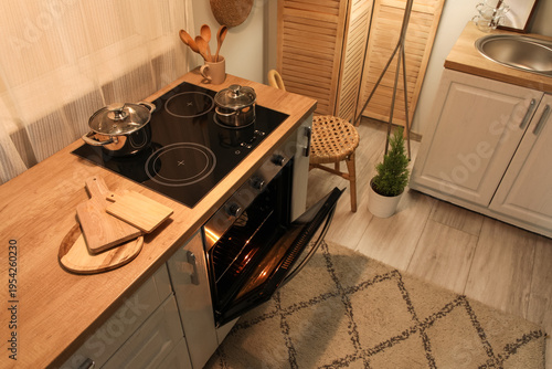 Interior of kitchen with co...