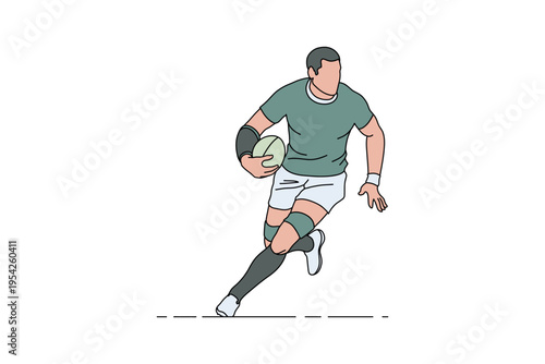 Rugby Player Running with Ball