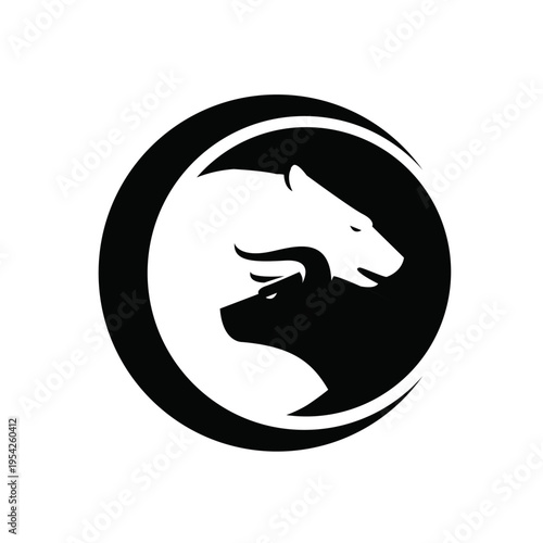 Minimalist Black and White Bear Head Logo Design in Circle
