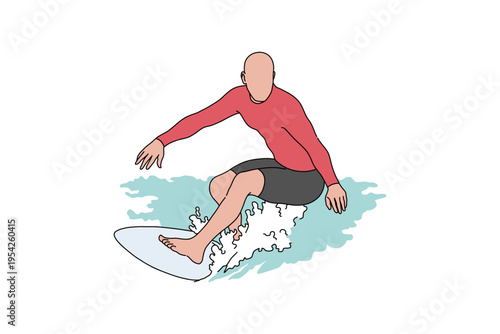 illustration of a surfer surfing on the waves