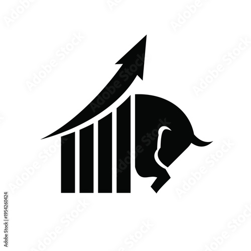 Bull Market Growth Graph with Upward Arrow Icon