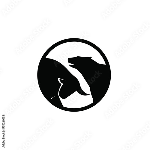 Bull and Bear Market Finance Logo Icon