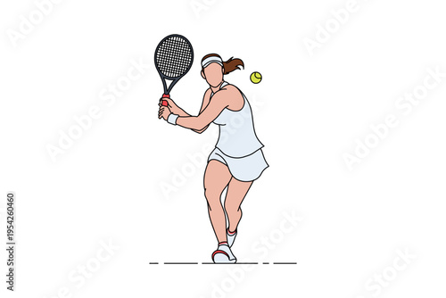 Female Tennis Player Forehand Stroke Illustration