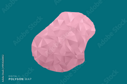 Nauru polygon map vector illustration in low poly geometric style, soft pastel colors with pink and teal green tones, clean silhouette on solid background, ideal for infographic.