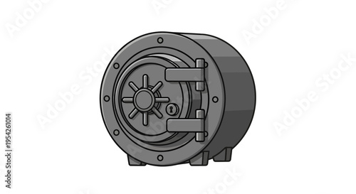 Isolated cartoon illustration depicting a vault representing security or savings