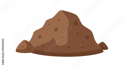 Isolated cartoon illustration of a heap of brown soil for gardening or landscaping projects