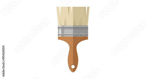 Isolated illustration of a flat design paintbrush, crafting tool concept on white backdrop