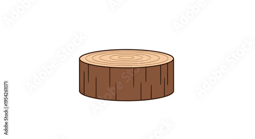 Isolated tree stump illustration displaying rings and bark details on white surface