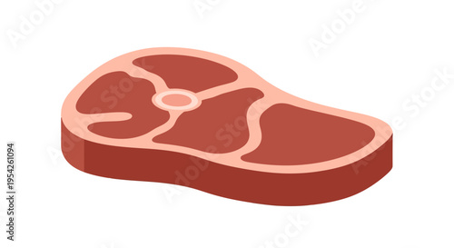 Isometric depiction of fresh beef steak cut showcasing marbling texture and rich color presentation