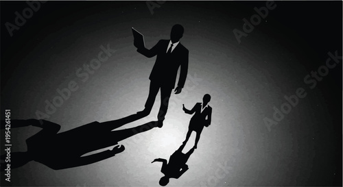 silhouette of businessman leading team, leadership and guidance concept