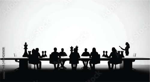 business team strategy meeting chess board