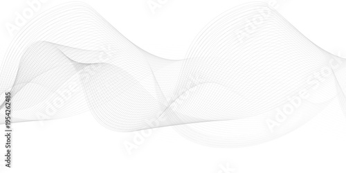White wave curve lines banner background design. Abstract soft wave lines dynamic flowing gray light isolated background. Vector Illustration of the gray pattern of lines. Black stripes on white .