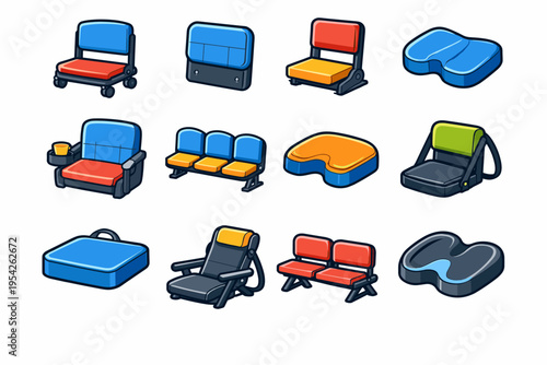 Simple stadium cushion venue support vector viewing generation cue sitting icon spectator