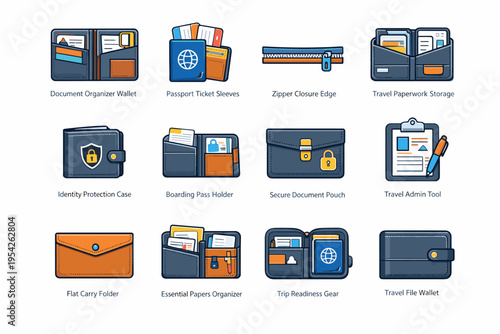 Simple document sleeves holder edge pouch icon wallet vector generation paperwork image