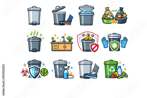 Kitchen vector symbol waste cleanliness cue generation barrier contamination image simple maintenance