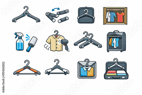 Prevention image form clothing packed hanging lightweight collapsible generation icon simple vector