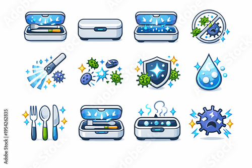 Sterilizer compact case icon sterilizing image elimination generation vector disinfection simple aid