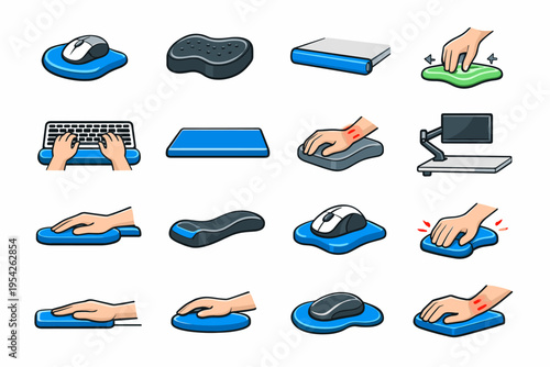 Extended generation vector tool work relief wrist pressure protection icon image simple