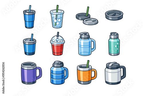 Generation vector vessel image spill guard water icon cup lid large handhold