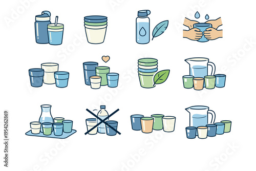 Icon communal image daily hydration kit plastic design option vector simple gear