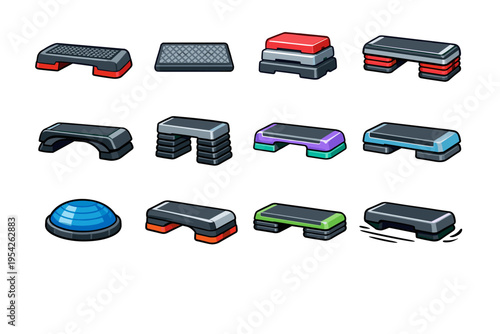 Icon workout stackable step vector image endurance gear simple system equipment rhythm