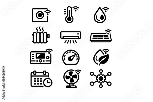 Simple thermostat smart control climate leaf vector image temperature panel icon generation