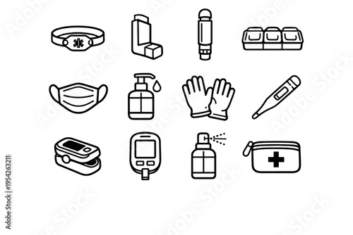 Sanitizer oximeter simple medical vector device pouch hand epinephrine meter icon image