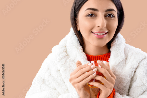Young woman with plaid and ...