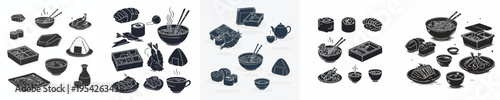 Japanese Cuisine Silhouette Vector Illustration Collection