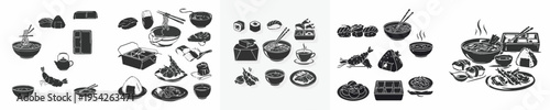 Japanese Cuisine Silhouette Vector Illustration Collection
