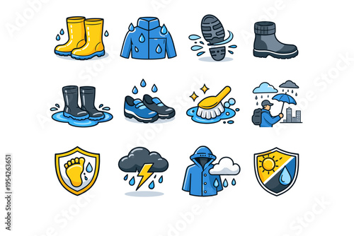 Mark rainwear height footwear image commute icon protection resistant waterproof vector simple