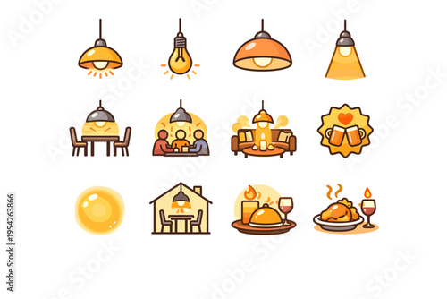 Home centerpiece simple icon symbol brightness warm cover vector generation image glow