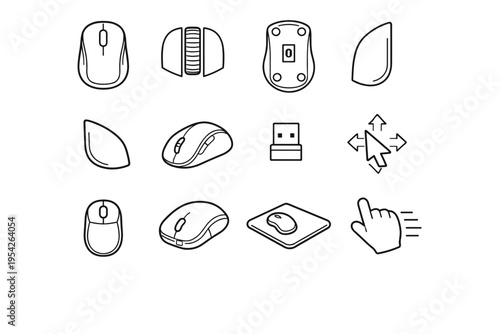 Simple icon image base mouse receiver navigation generation button vector ergonomic click