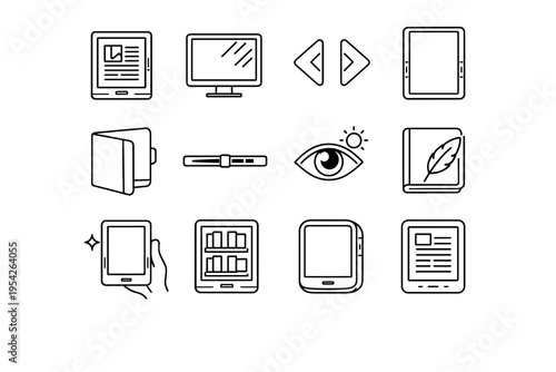 Reader bezel vector eye image page generation simple portable reading bar icon