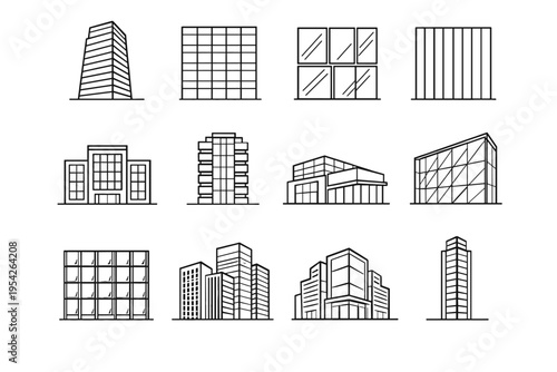 Image wall vector icon mullion business facade simple rise exterior front reflective