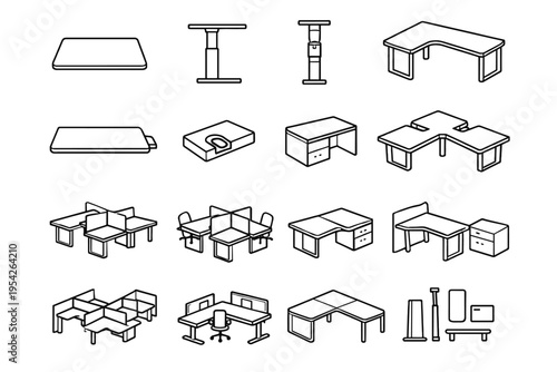 Block vector outline surface image icon workstation module cable generation simple segment