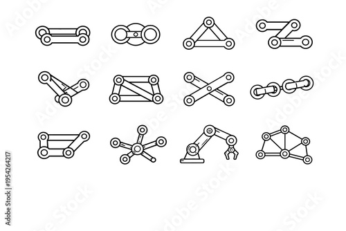 Bar simple generation system connected linkage links network image icon force joint