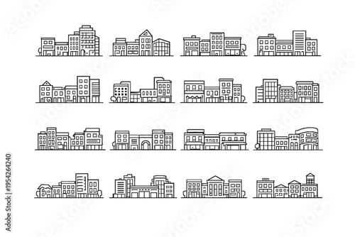 Vector generation modern scene cohesive overview simple facade icon urban aligned city