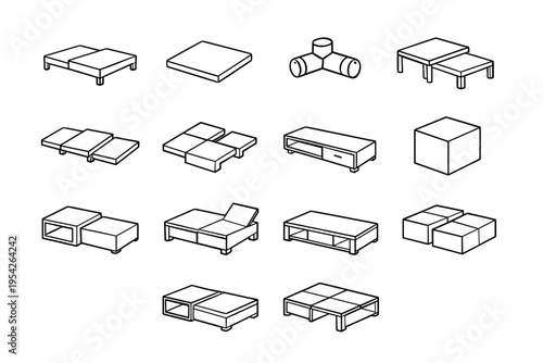 Table adaptable simple system vector expandable reconfigurable tabletop element image unit icon