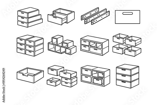 Layout guide furniture drawer icon stackable generation vector modular system simple image