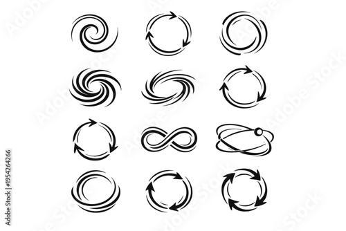 Orbital curve outline continuous flow icon icons motion rotation path abstract form